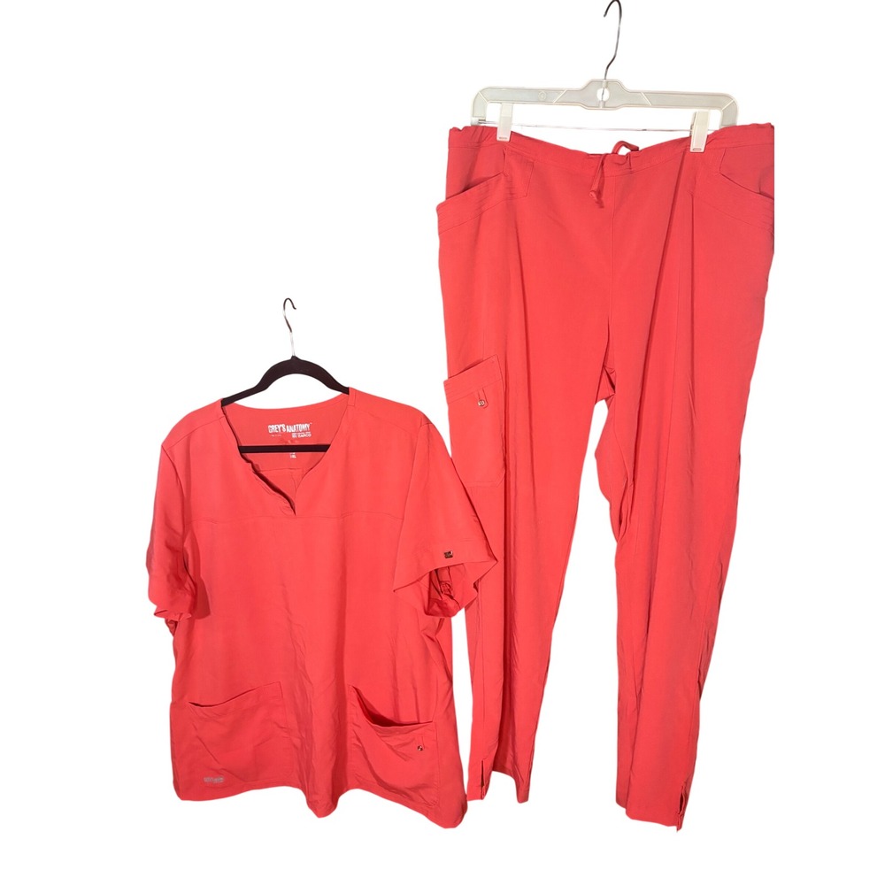 Greys Anatomy by Barco Signature Scrub Set Coral Pink Top 3XL Pants XL Womens